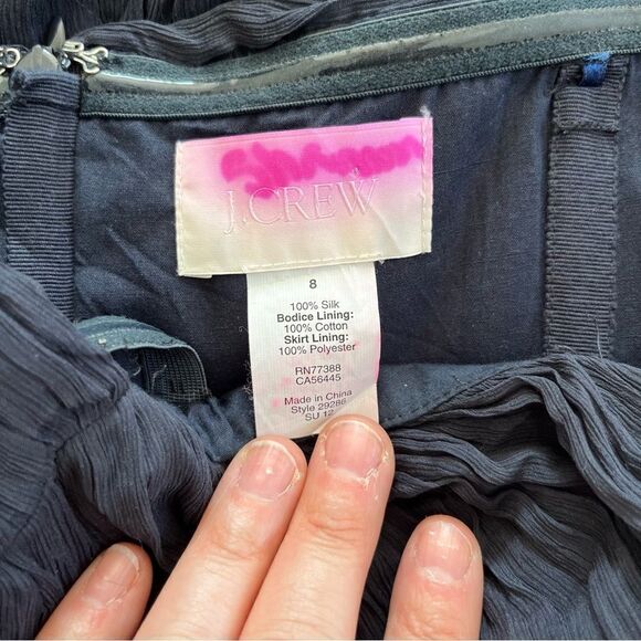 J. Crew Navy “Arabella” Silk Chiffon Sweetheart Neckline Strapless Party Dress - Picture 8 of 8